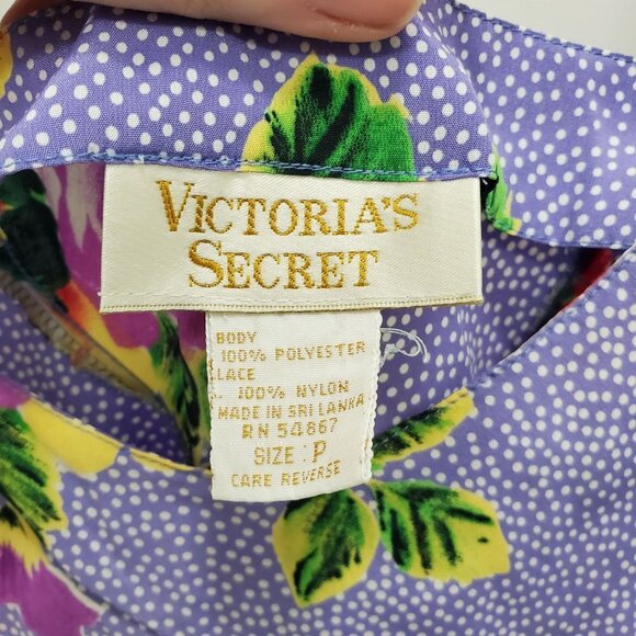 Victoria's Secret Vintage 90s Gold Label Mixed Print Slip Negligee + Robe Set P - Picture 8 of 9